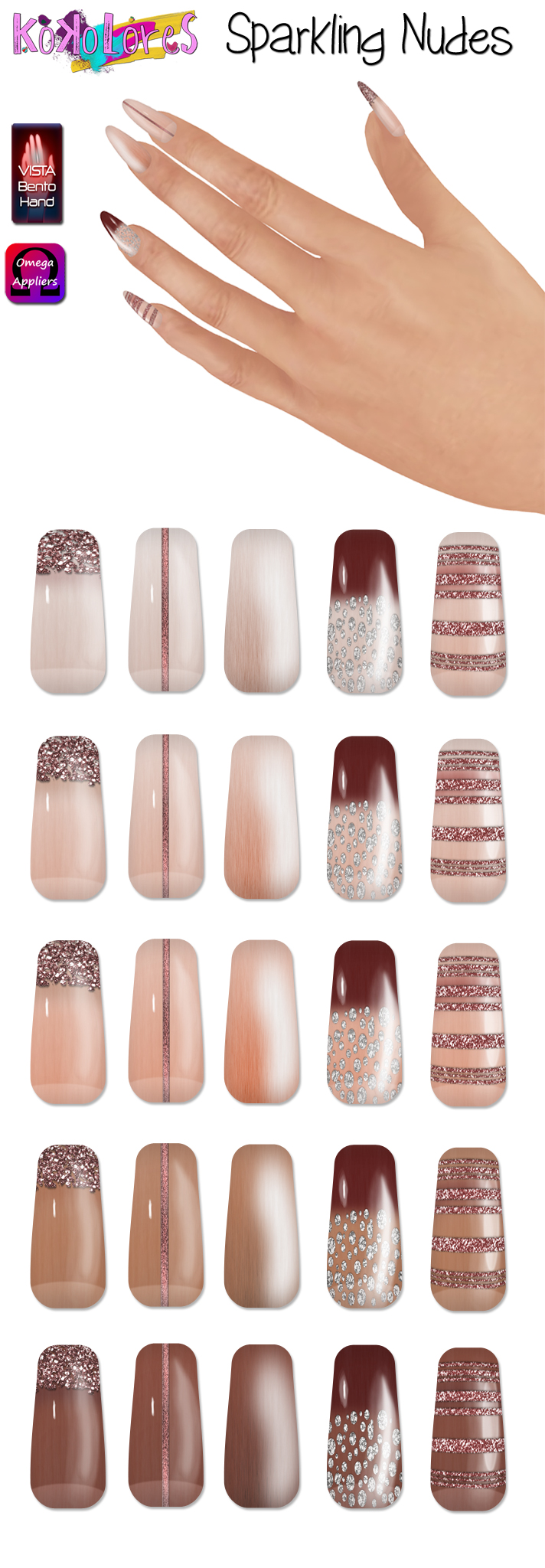[KoKoLoReS] Sparkling Nudes nail appliers